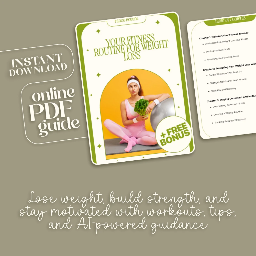Your Fitness Routine for Weight Loss | Digital Download Guide, eBook & Checklist for Cardio, Strength Training, AI Workout Plans & Motivation - Image 3