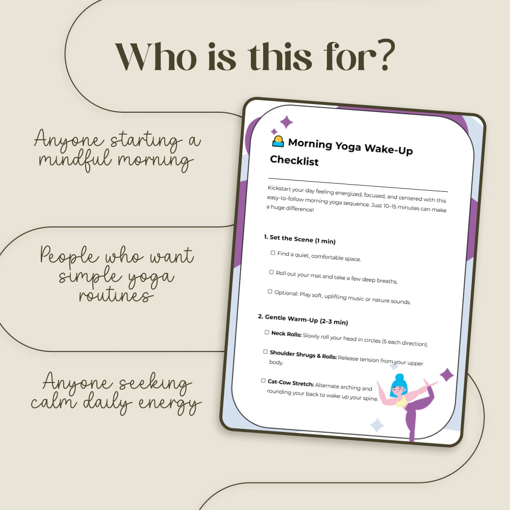Morning Yoga Wake-Up Checklist | Digital Download | Morning Yoga Sequences to Wake Up | Printable Yoga Routine for Beginners - Image 5