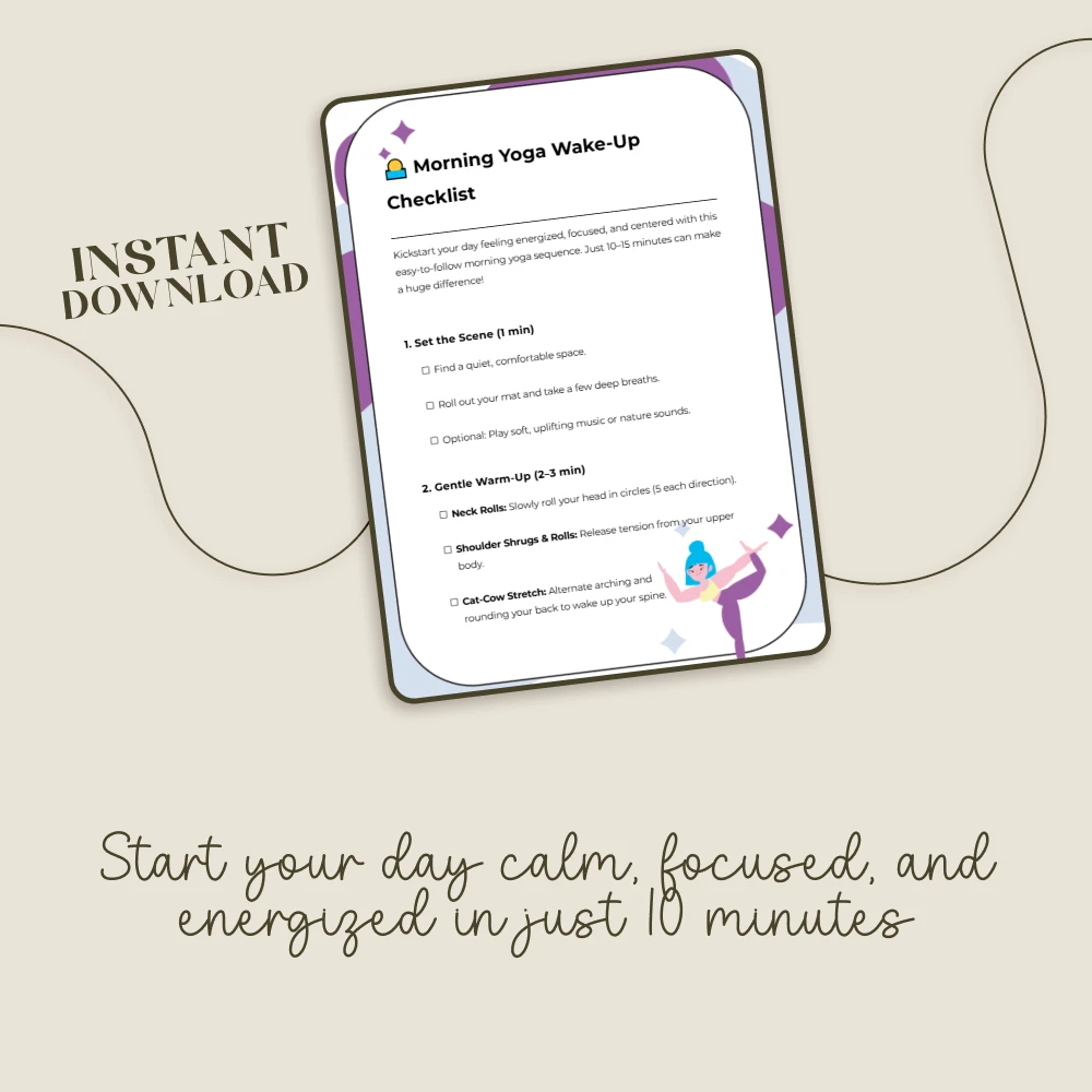 Morning Yoga Wake-Up Checklist | Digital Download | Morning Yoga Sequences to Wake Up | Printable Yoga Routine for Beginners - Image 3