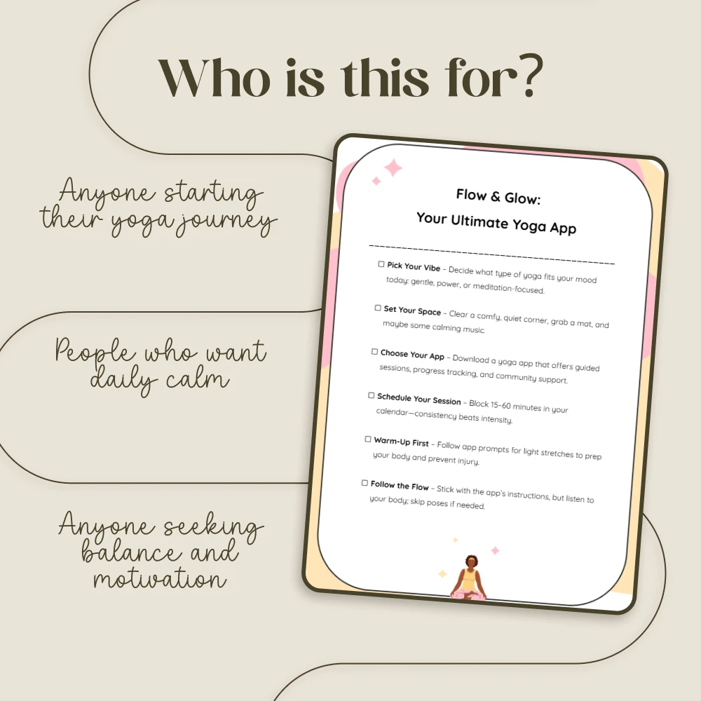 Flow & Glow: Your Ultimate Yoga App Checklist | Digital Download for Mindful Living, Yoga Routine Planning & Daily Wellness | Perfect Companion for All Yoga Apps - Image 5