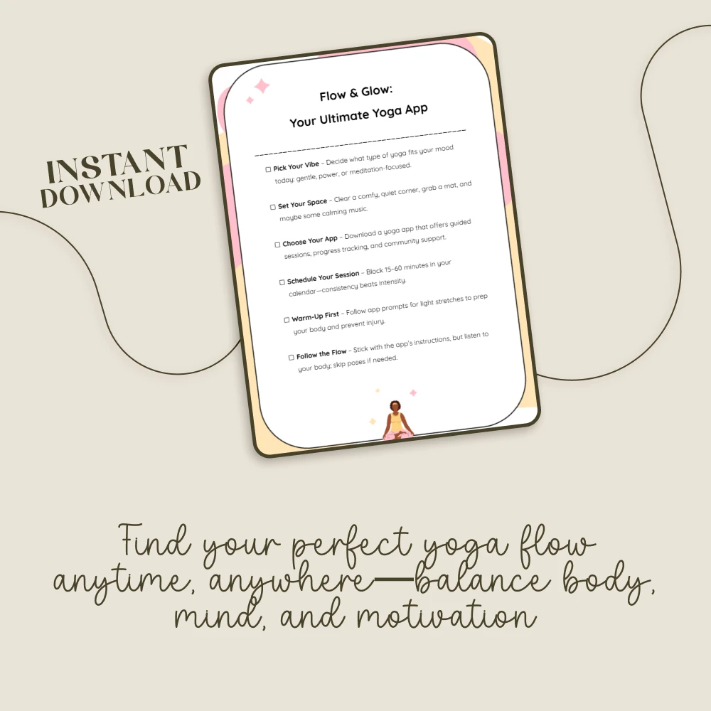 Flow & Glow: Your Ultimate Yoga App Checklist | Digital Download for Mindful Living, Yoga Routine Planning & Daily Wellness | Perfect Companion for All Yoga Apps - Image 3