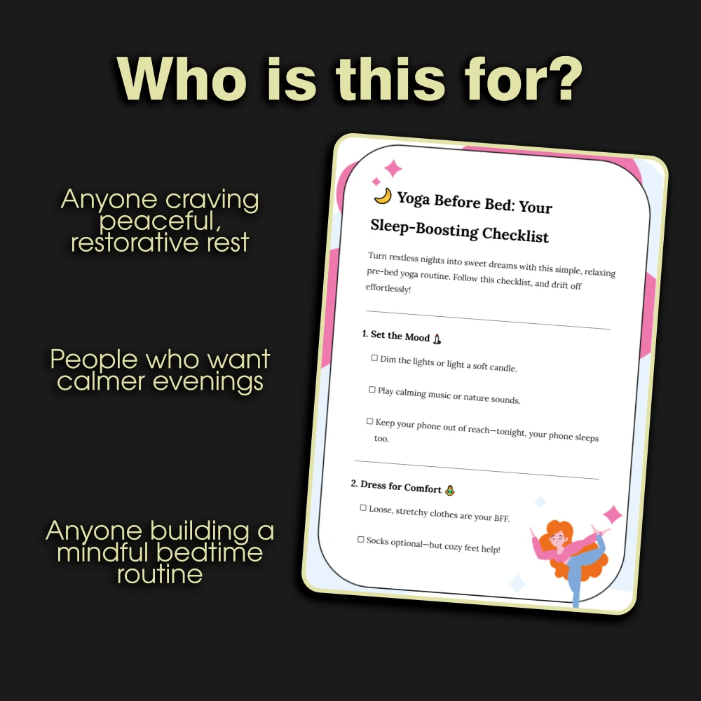 Yoga Before Bed: Your Sleep-Boosting Checklist | Digital Download | Relaxing Bedtime Routine | Yoga Before Bed for Better Sleep | Printable Night Routine Guide - Image 5