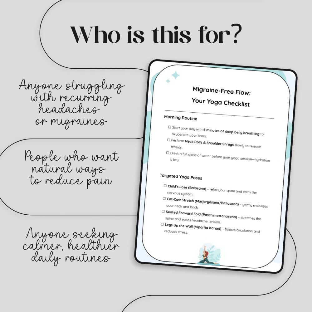 Migraine-Free Flow: Your Yoga Checklist | Digital Download for Natural Headache Relief | Yoga for Migraines and Headaches Wellness Guide - Image 5