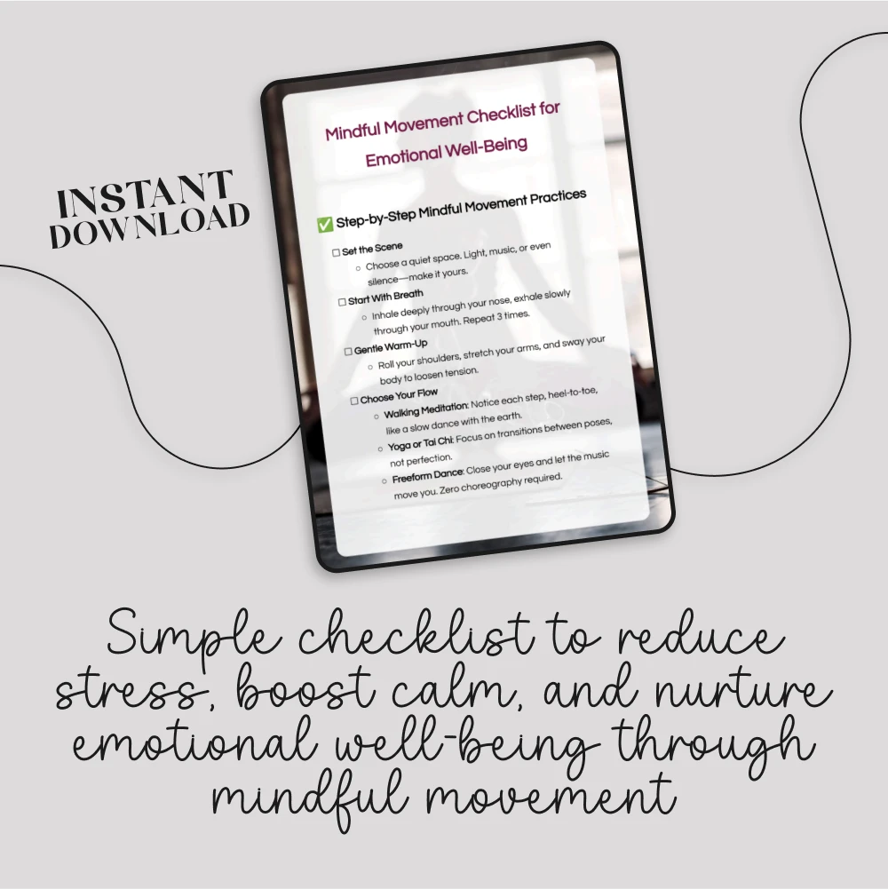 Mindful Movement Checklist for Emotional Well-Being | Digital Download Guide, eBook & Printable Self-Care Resource for Stress Relief, Meditation, Yoga, and Inner Peace - Image 3