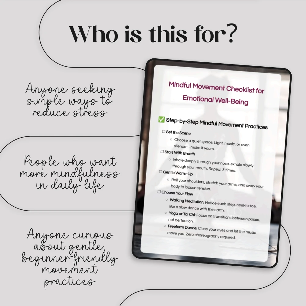 Mindful Movement Checklist for Emotional Well-Being | Digital Download Guide, eBook & Printable Self-Care Resource for Stress Relief, Meditation, Yoga, and Inner Peace - Image 5