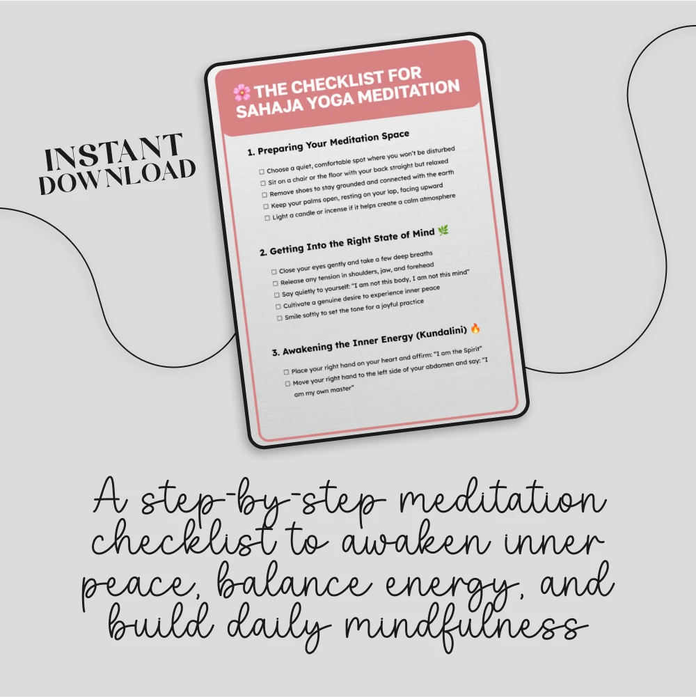 The Checklist for Sahaja Yoga Meditation | Digital Download Guide for Beginners | Printable Meditation Routine, Mindfulness Checklist, Kundalini Awakening Practice, Daily Inner Peace Planner - Image 3