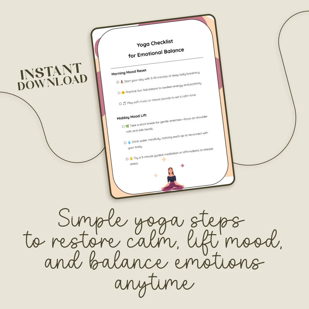 Yoga Checklist for Emotional Balance | Digital Download | Yoga for Emotional Balance and Mood Swings | Mindful Poses & Daily Practices for Stress Relief, Gratitude & Inner Calm - Image 3