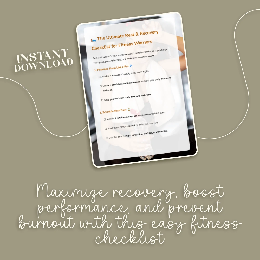The Ultimate Rest & Recovery Checklist for Fitness Warriors | Digital Download Guide for Sleep, Active Recovery, Nutrition, Mental Wellness & Muscle Repair - Image 3