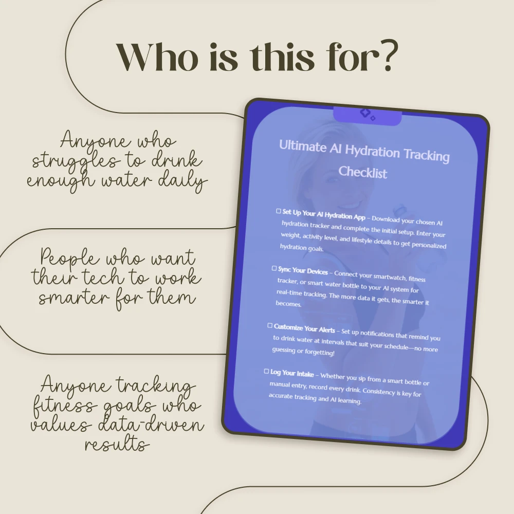 Ultimate AI Hydration Tracking Checklist | Digital Download Guide for Your AI Hydration Tracking System | Smart Water Tracker - Image 5