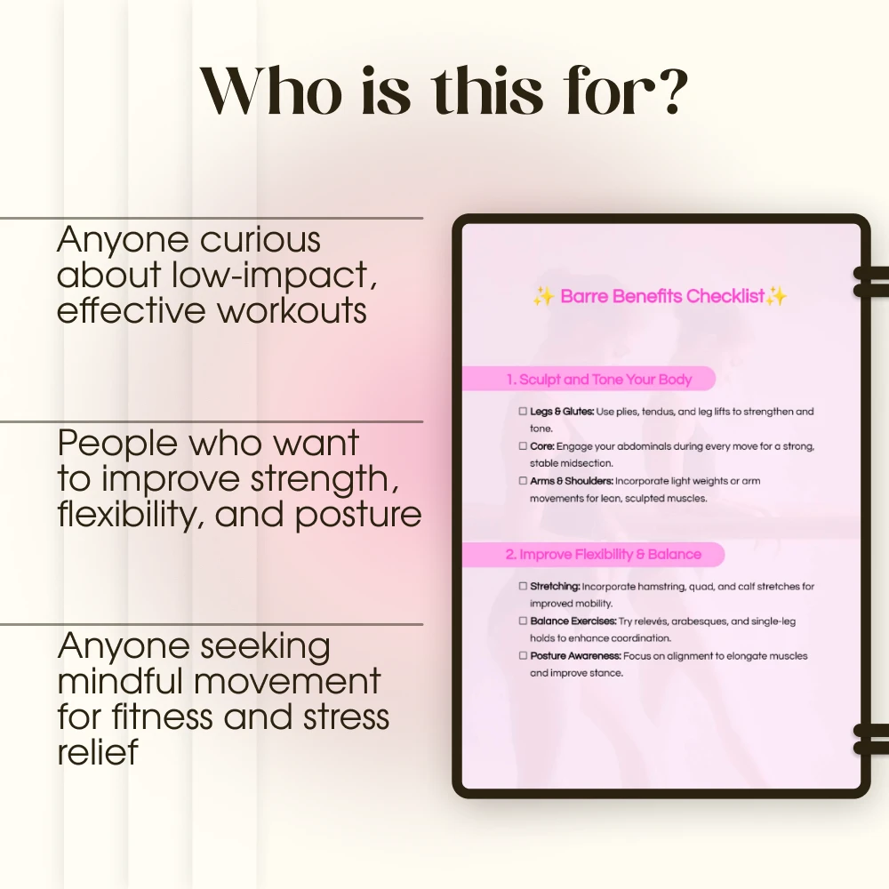 Barre Benefits Checklist | Digital Download PDF | Printable Fitness Guide for Sculpting, Toning, Flexibility, Balance & Endurance | Benefits of Barre Workout - Image 5