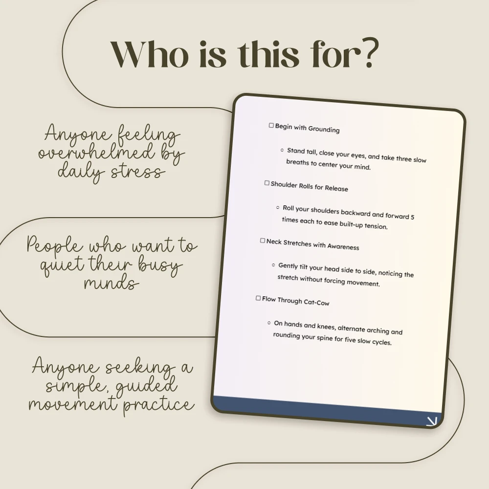 Mindful Movement Checklist for Stress Relief and Clarity | Printable Mindfulness Guide | Instant Download for Mindful Movement for Stress Reduction and Clarity | Self-Care Routine for Calm & Focus - Image 5