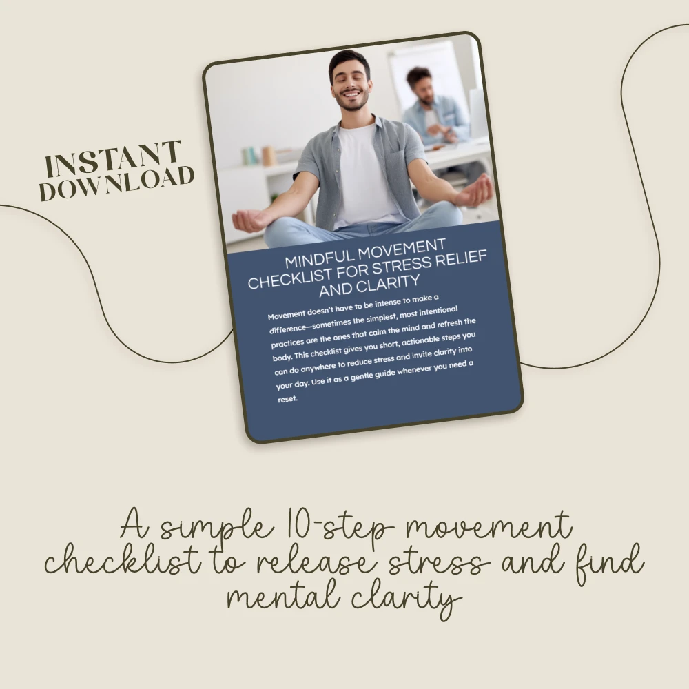 Mindful Movement Checklist for Stress Relief and Clarity | Printable Mindfulness Guide | Instant Download for Mindful Movement for Stress Reduction and Clarity | Self-Care Routine for Calm & Focus - Image 3
