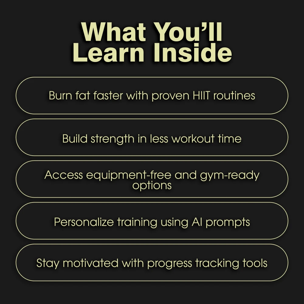 HIIT Unleashed: Short, Sharp, Strong 💪 | High Interval Workout Digital Guide for Fitness Routines, AI Training Prompts & Progress Tracking - Image 4