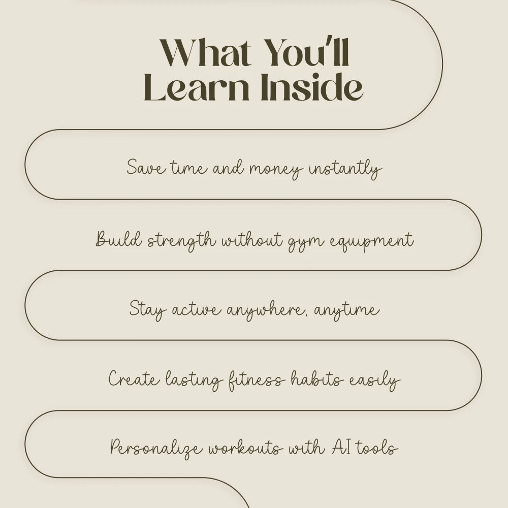 Active Anywhere: Your No-Gym Guide to Staying Fit | Digital Fitness Guide, Home Workout eBook, No-Equipment Exercise Plan, AI-Powered Workouts, Healthy Lifestyle Checklist - Image 4
