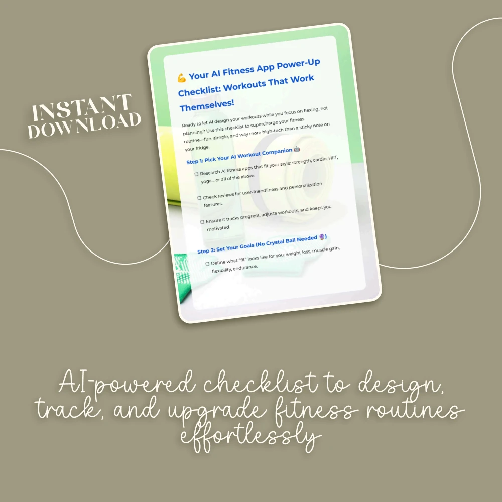 Your AI Fitness App Power-Up Checklist: Workouts That Work Themselves! | AI-Powered Fitness Apps That Create Workouts For You | Digital Download Fitness Checklist - Image 3
