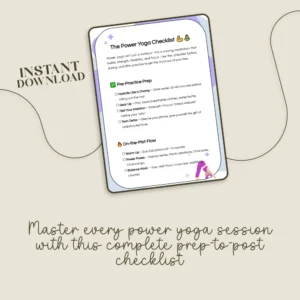 The Power Yoga Checklist | Digital Download for Yogis | Power Yoga Guide & Practice Planner | Wellness, Balance & Strength Routine