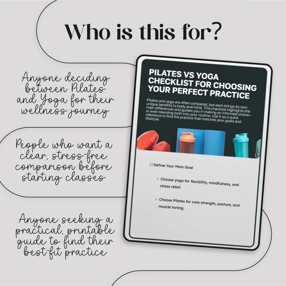 Pilates vs Yoga Checklist for Choosing Your Perfect Practice | Digital Download | Printable Wellness Guide | Fitness Comparison Chart | Mindfulness & Core Strength Planner - Image 5