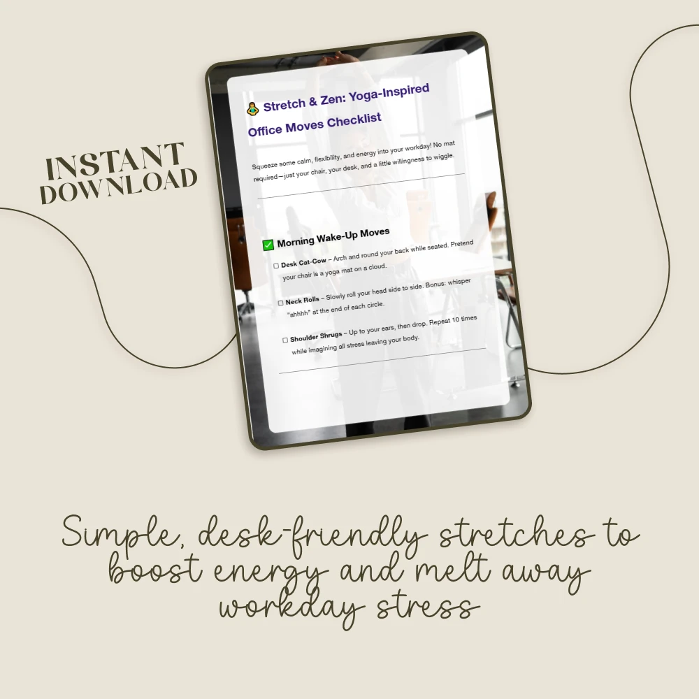 Stretch & Zen: Yoga-Inspired Office Moves Checklist | Digital Download for Desk Stretches & Stress Relief - Image 3