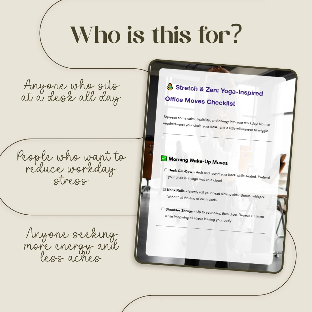 Stretch & Zen: Yoga-Inspired Office Moves Checklist | Digital Download for Desk Stretches & Stress Relief - Image 5